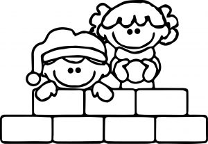 Winter Kids Play Coloring Page