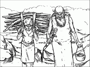Abraham And Sarah Carrying Straw Sketch Coloring Page