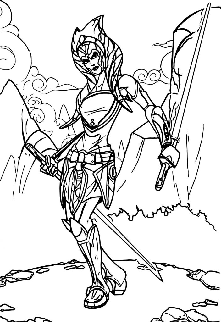 Ahsoka Tano Pose Coloring Page - Wecoloringpage.com