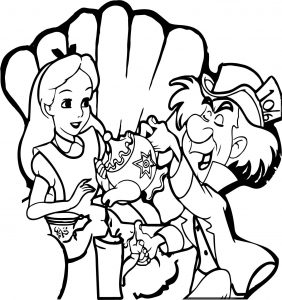 Alice In Wonderland 60th Alice Drink Tea Coloring Page