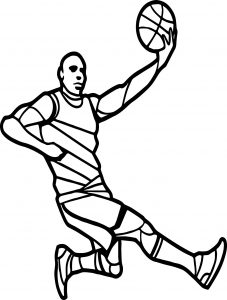 Basketball Player Playing Basketball Flip Shoot Coloring Page