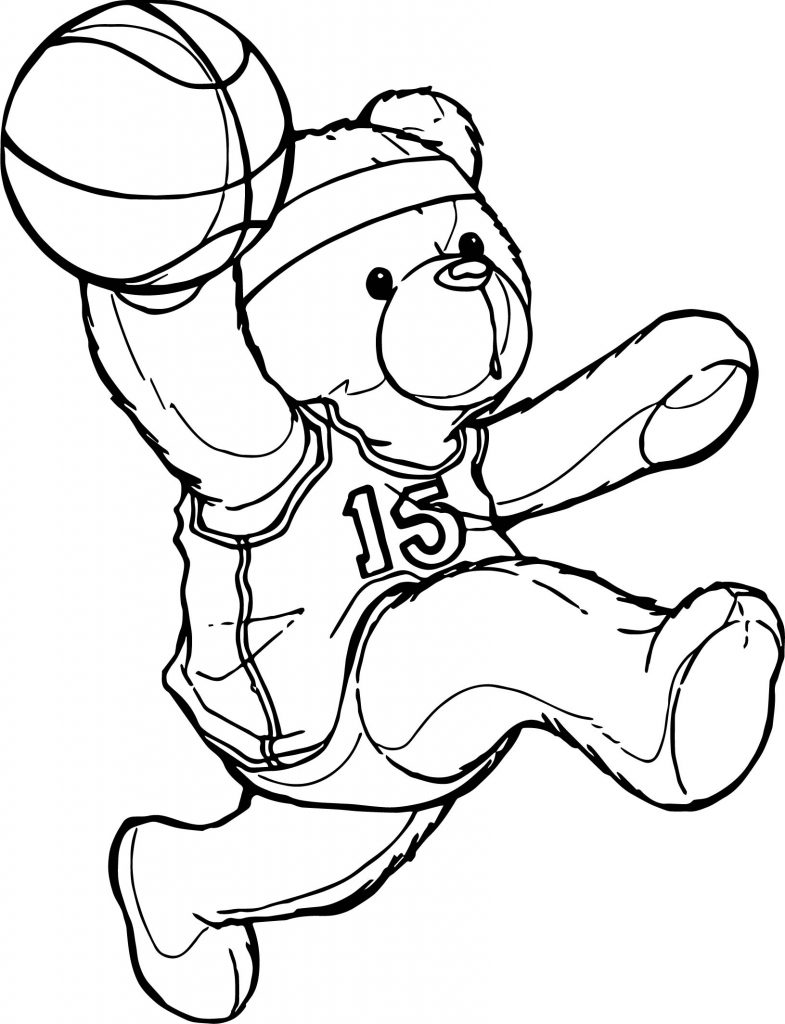 Bear Playing Basketball Coloring Page - Wecoloringpage.com