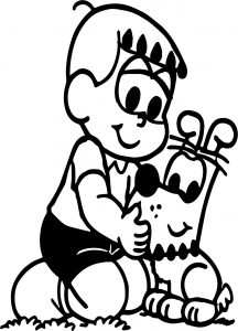Cabeca Franjinha Boy And Dog Coloring Page