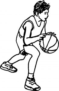 Cartoon Boy Playing Basketball Coloring Page