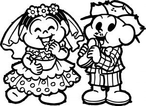 Couple Wedding Popcorn Sandvich Turma Da Monica Coloring Page