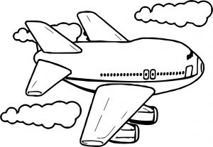 Cute Fly Airplane Coloring Page