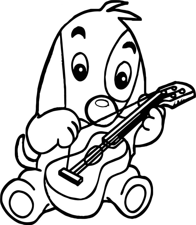 Dog Playing Guitar Coloring Page | Wecoloringpage.com