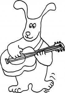Dog Playing The Guitar Coloring Page