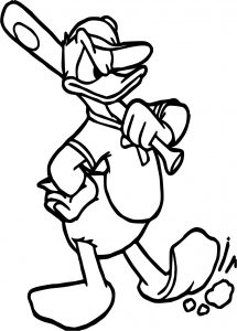 Donald Duck Bat Playing Baseball Coloring Page