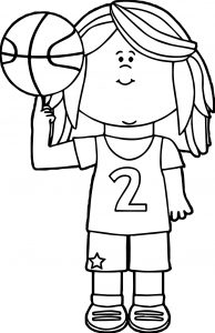 Girl Basketball Player Balancing Ball On Finger Playing Basketball Coloring Page