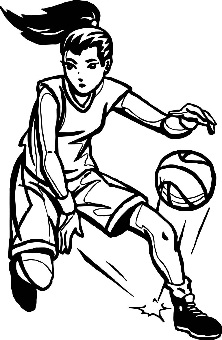 Girl Player Playing Basketball Coloring Page - Wecoloringpage.com