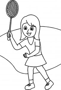 Girl With Badminton Racquet Coloring Page