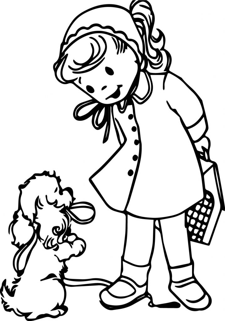 Girl With Puppy Printable Coloring Page - Wecoloringpage.com