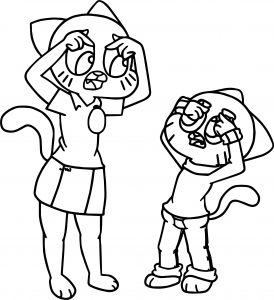 Gumball And Mother Angry Style Coloring Page