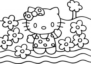 Hello Kitty Coloring Page Flower
