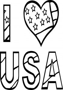 I Love Usa Text Coloring Page