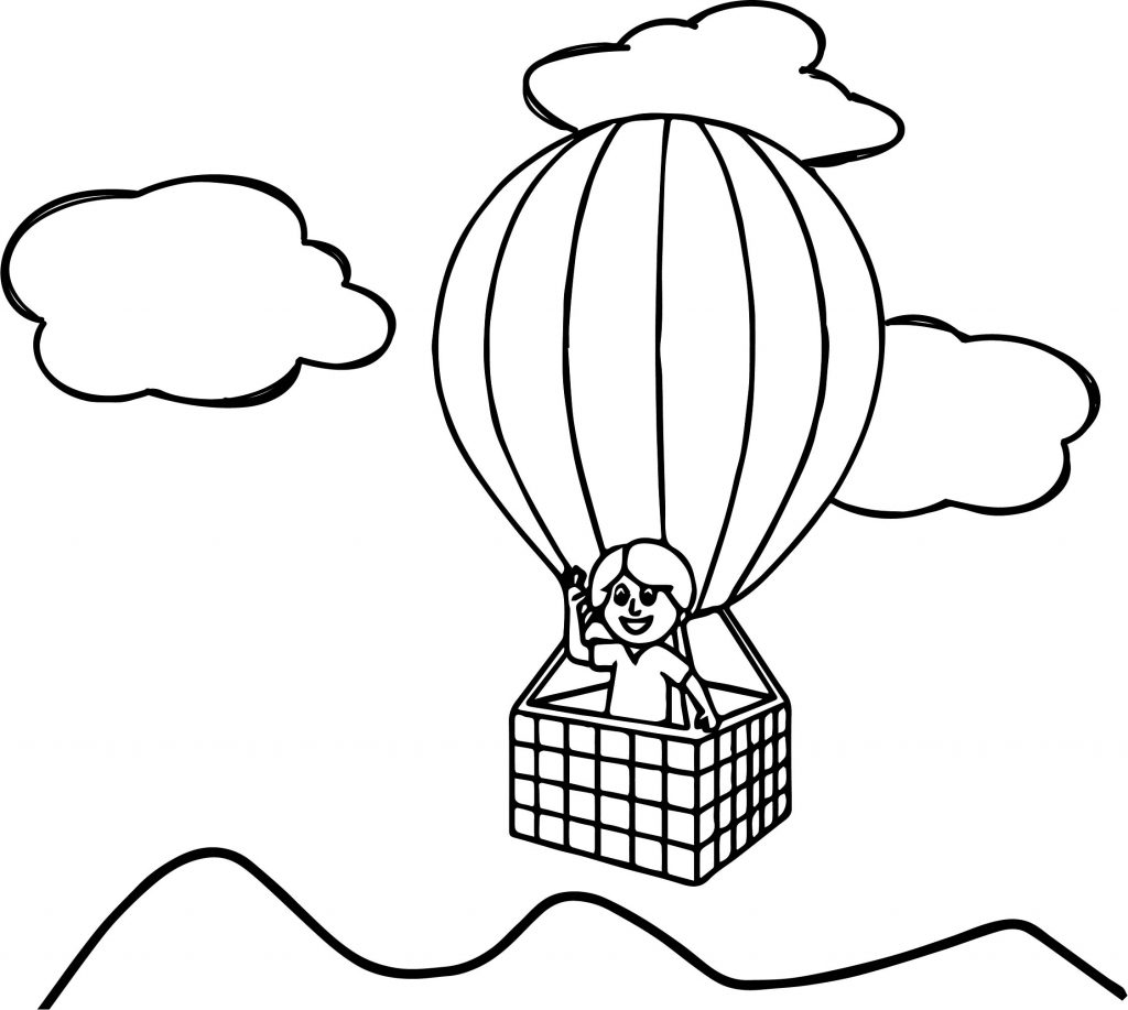 Kid In Air Balloon Coloring Page - Wecoloringpage.com