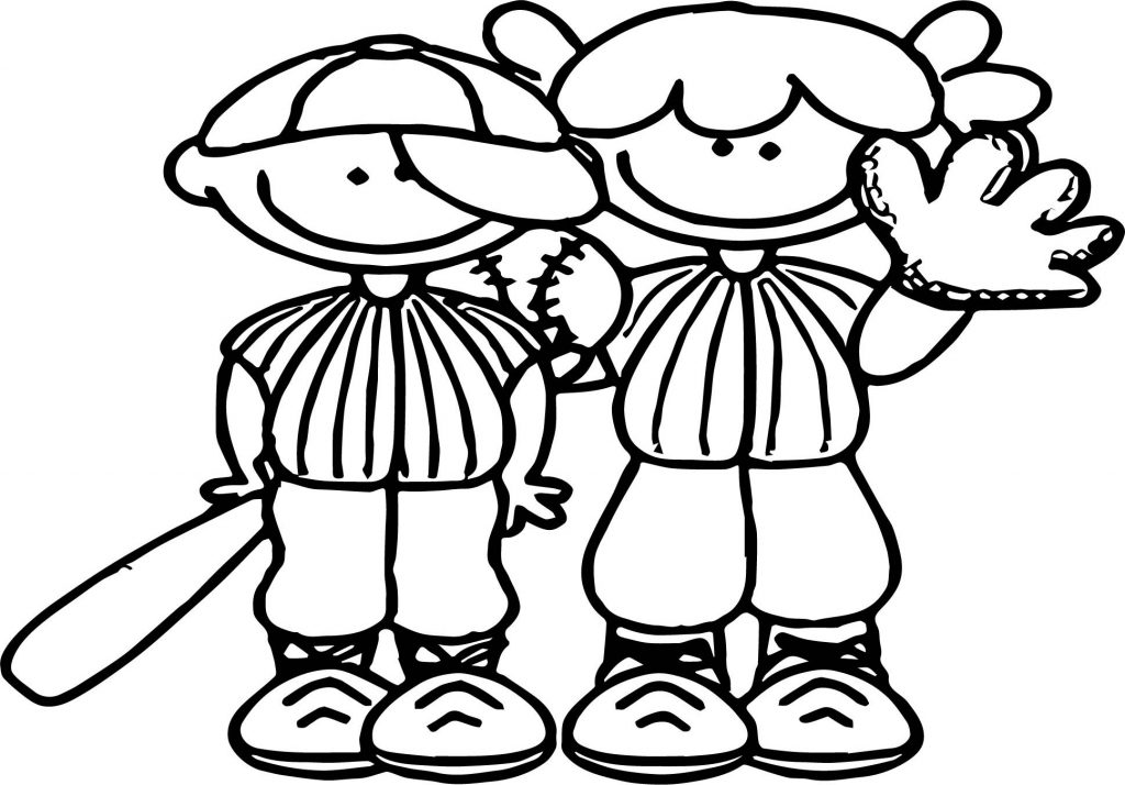 Kids Playing Baseball Coloring Page - Wecoloringpage.com