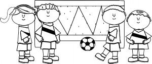 Kids Playing Soccer Football Coloring Page