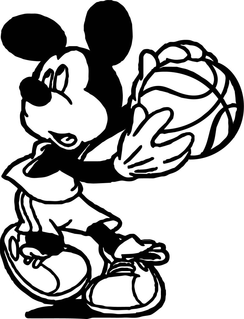 Mickey Playing Basketball Around Coloring Page - Wecoloringpage.com