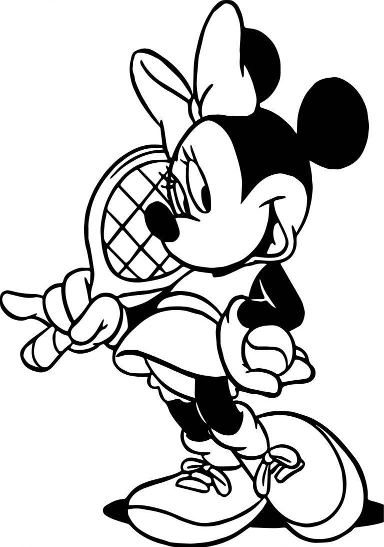 Minnie Tennis Pose Coloring Page - Wecoloringpage.com