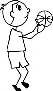 Playing Basketball Kid Side View Coloring Page