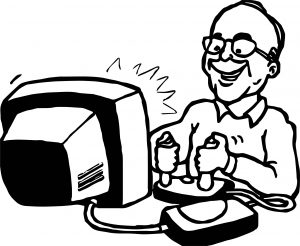 Playing Computer Games Adult Coloring Page