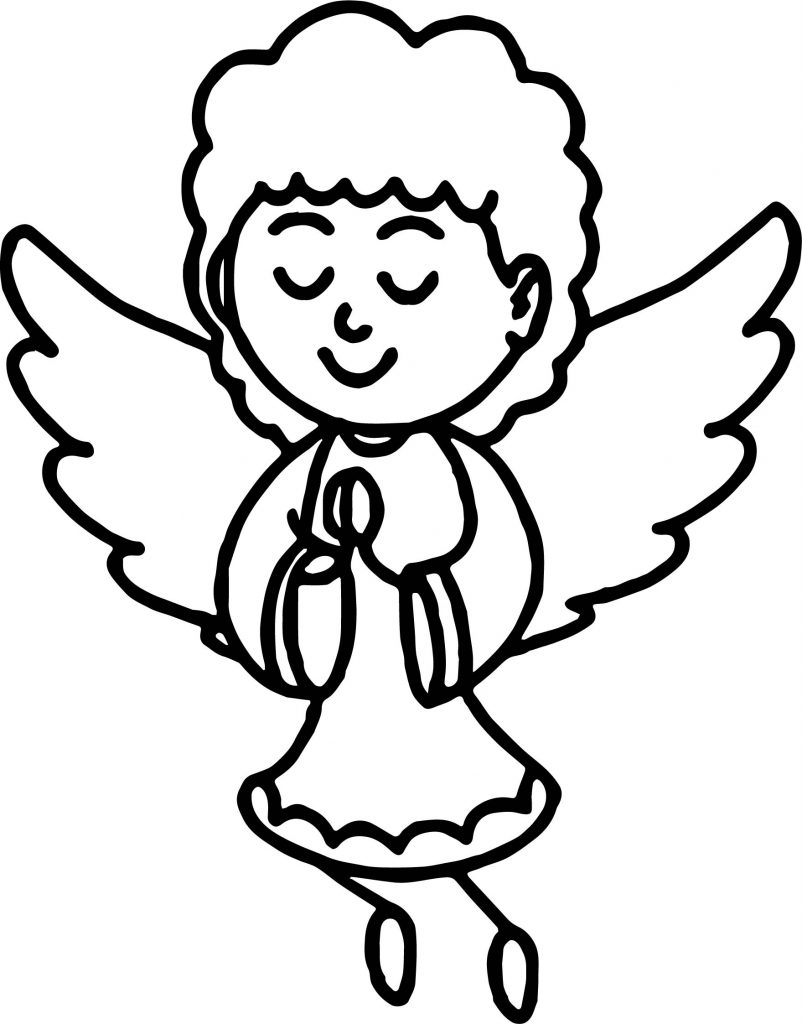 Praying Angel In Dress Coloring Page - Wecoloringpage.com