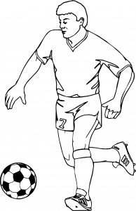 Running Football Player Playing Soccer Coloring Page