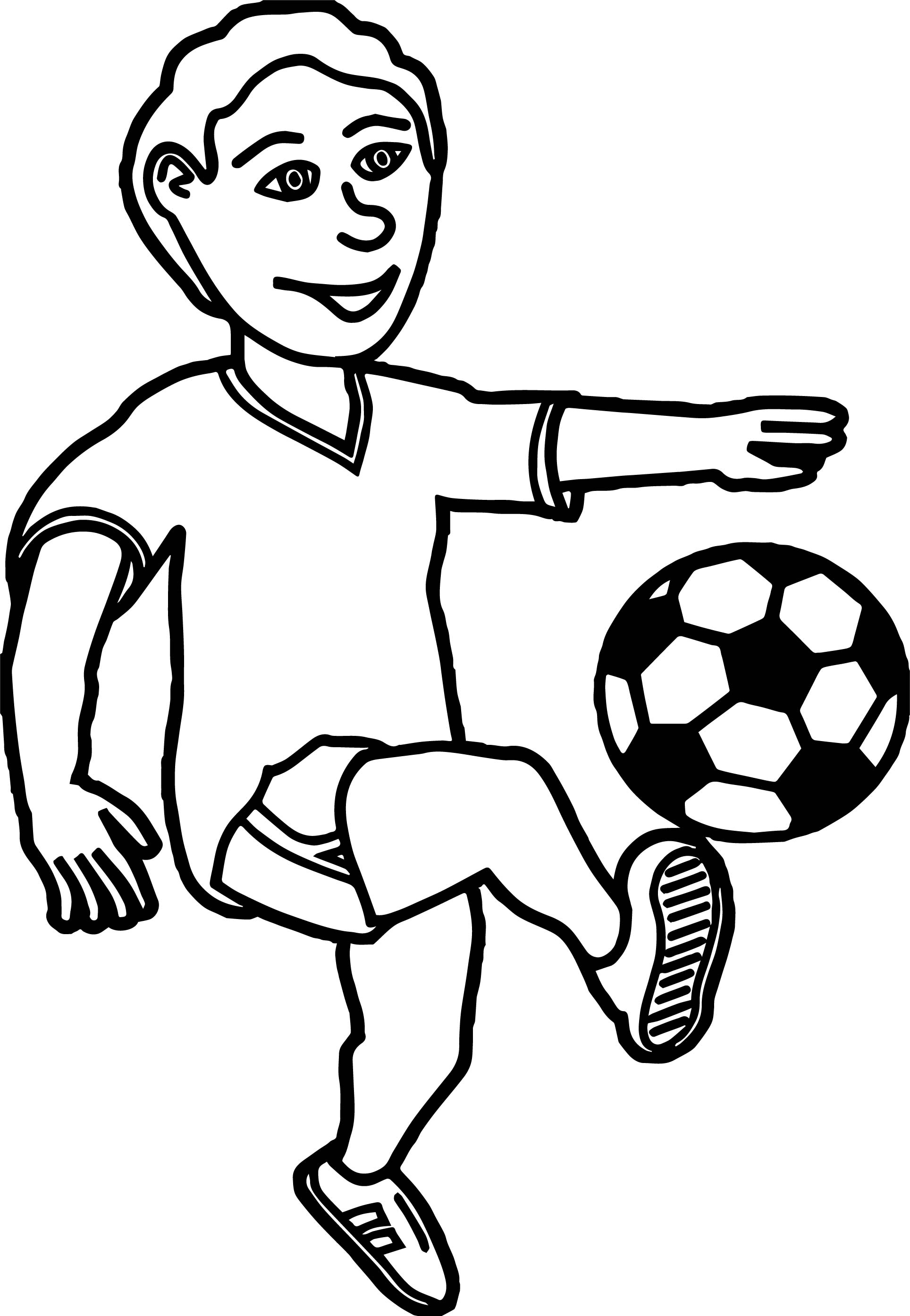 Soccer Playing Football Children Coloring Page