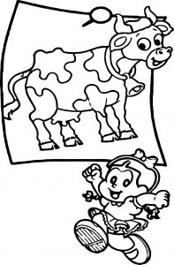 Turma Da Monica Girl And Cow Coloring Page