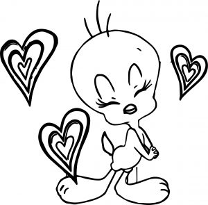 Tweety Heart Coloring Page