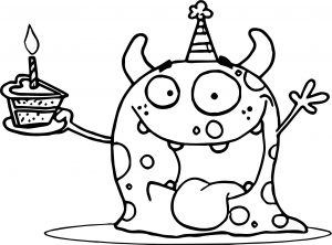 Weaver Party Animal Monster At A Birthday Party With A Piece Of Cake Coloring Page