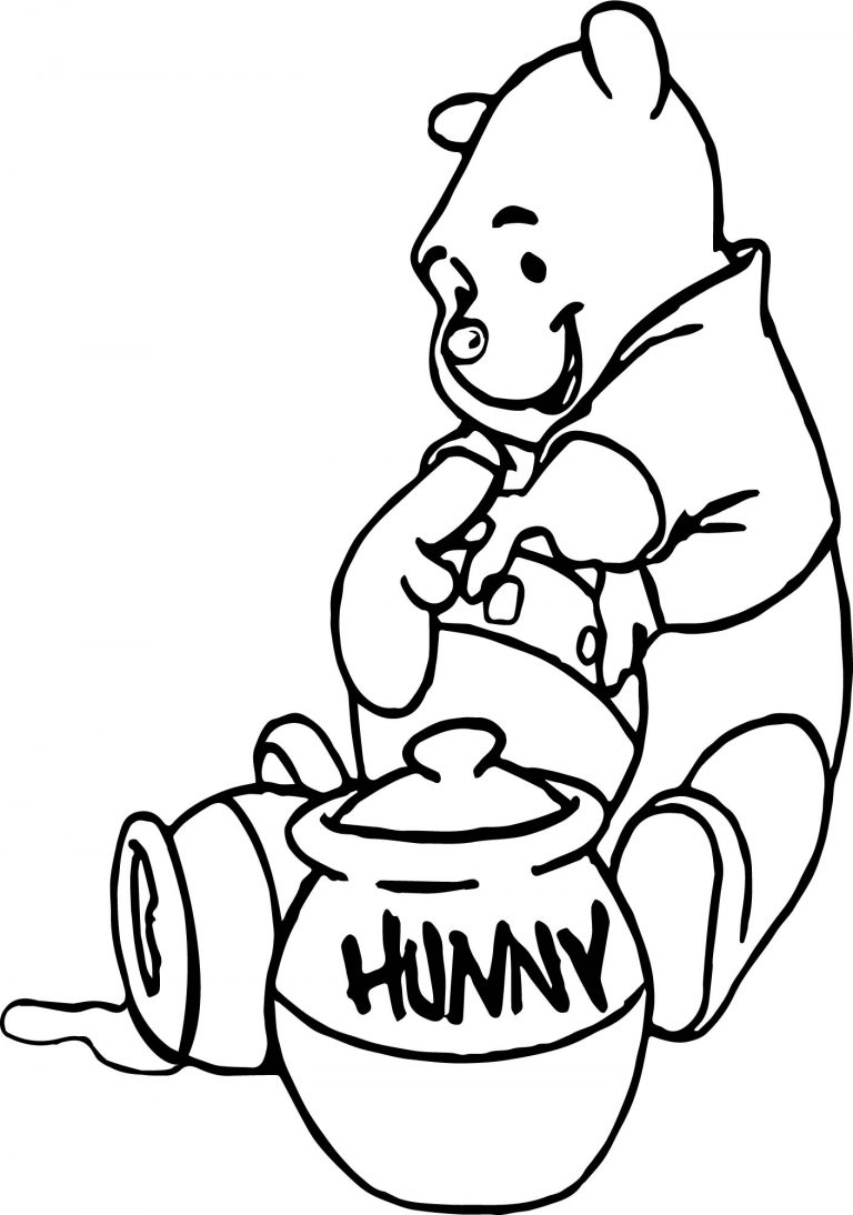 Winnie The Pooh Eating Hunny Coloring Page - Wecoloringpage.com