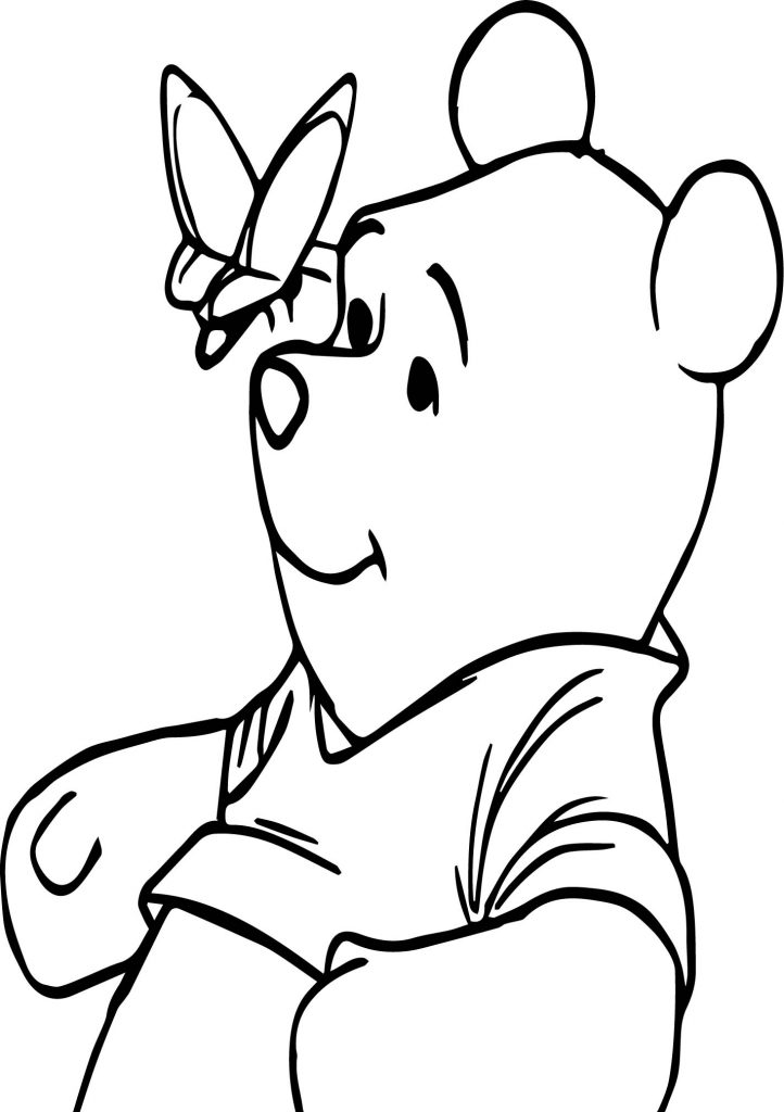 Winnie The Pooh Happy With Butterfly Coloring Page - Wecoloringpage.com