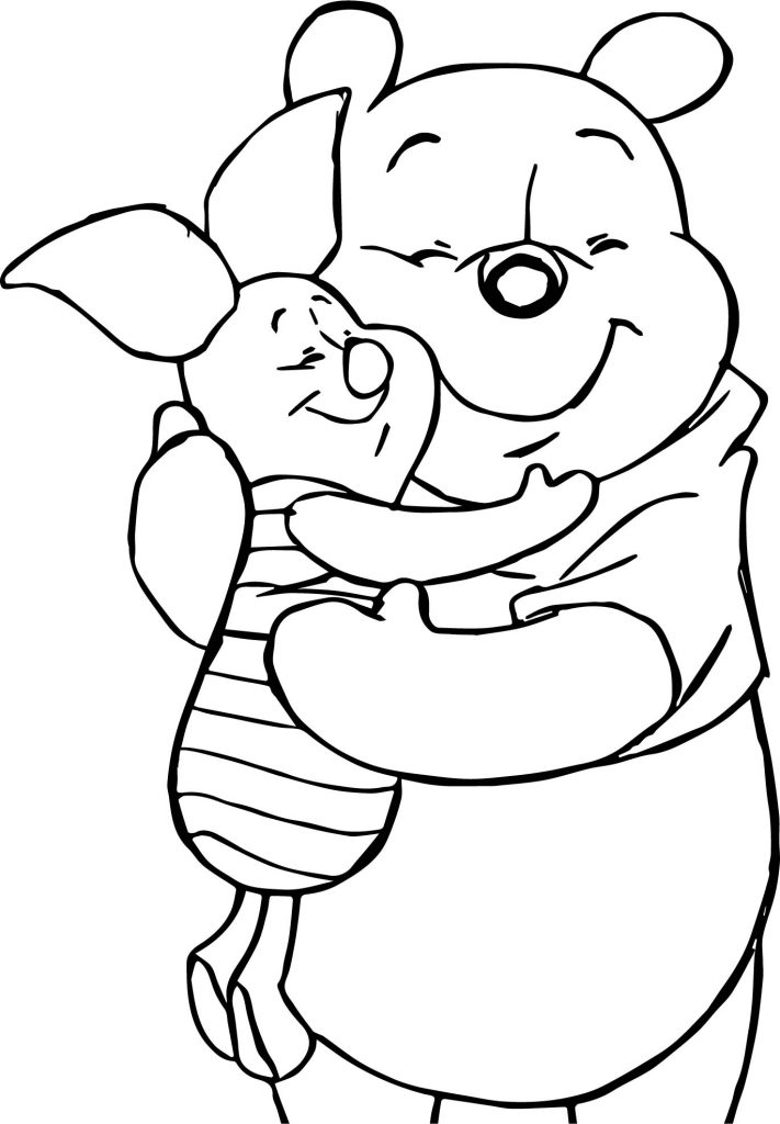 Winnie The Pooh Loving Friends Coloring Page - Wecoloringpage.com