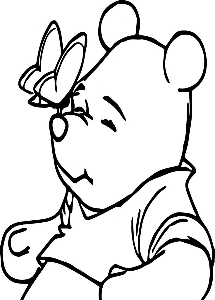 Winnie The Pooh Nose On Butterfly Coloring Page - Wecoloringpage.com