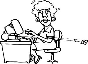 Woman Playing Computer Games Broken Keyboard Button Coloring Page