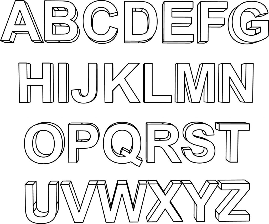 3D Alphabet Coloring Page - Wecoloringpage.com