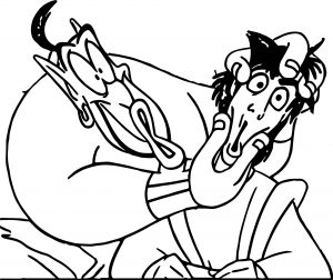 Aladdin Genie Funny Face Main Coloring Page