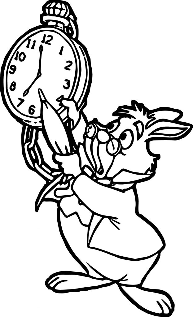 Alice In The Wonderland Bunny Hour Coloring Page - Wecoloringpage.com