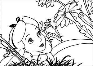 Alice In The Wonderland Flower Coloring Page