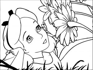 Alice In The Wonderland Flower Picture Coloring Page