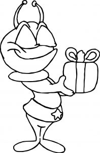 Alien With Gift Coloring Pages