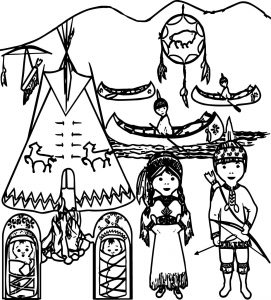 American Indian Family Coloring Page