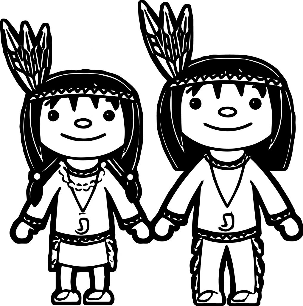 American Indian Girl And Boy Coloring Page - Wecoloringpage.com