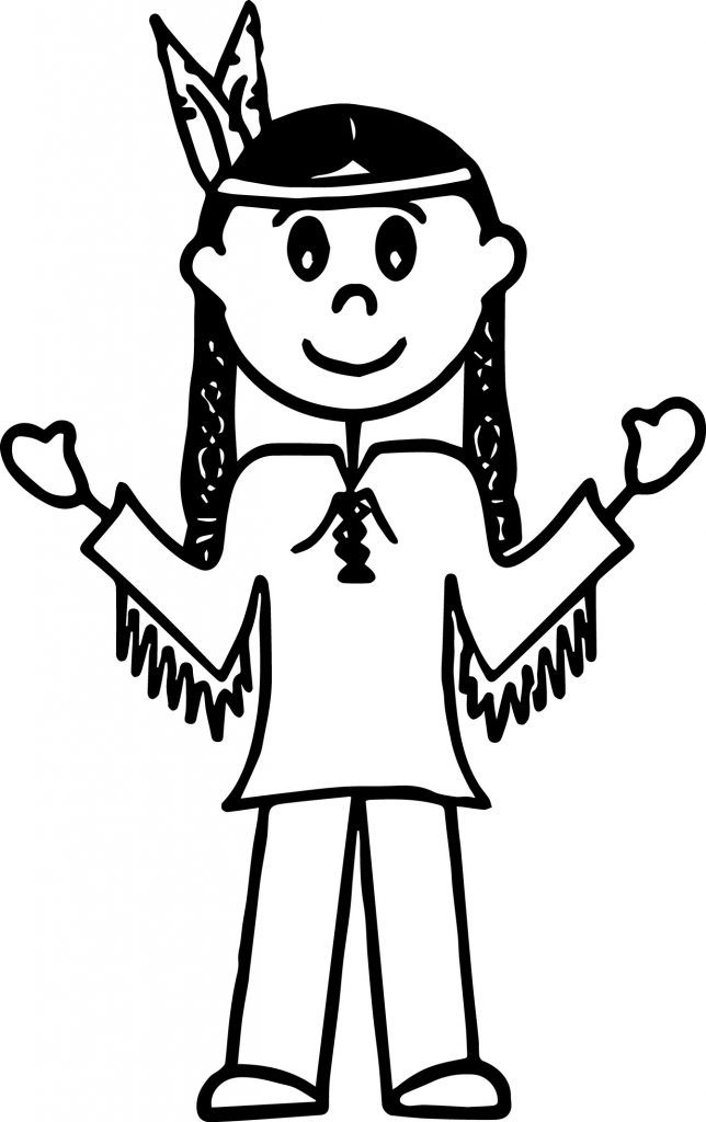 American One Girl Indian Coloring Page - Wecoloringpage.com