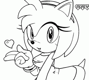 Amy Rose Love Kiss Coloring Page