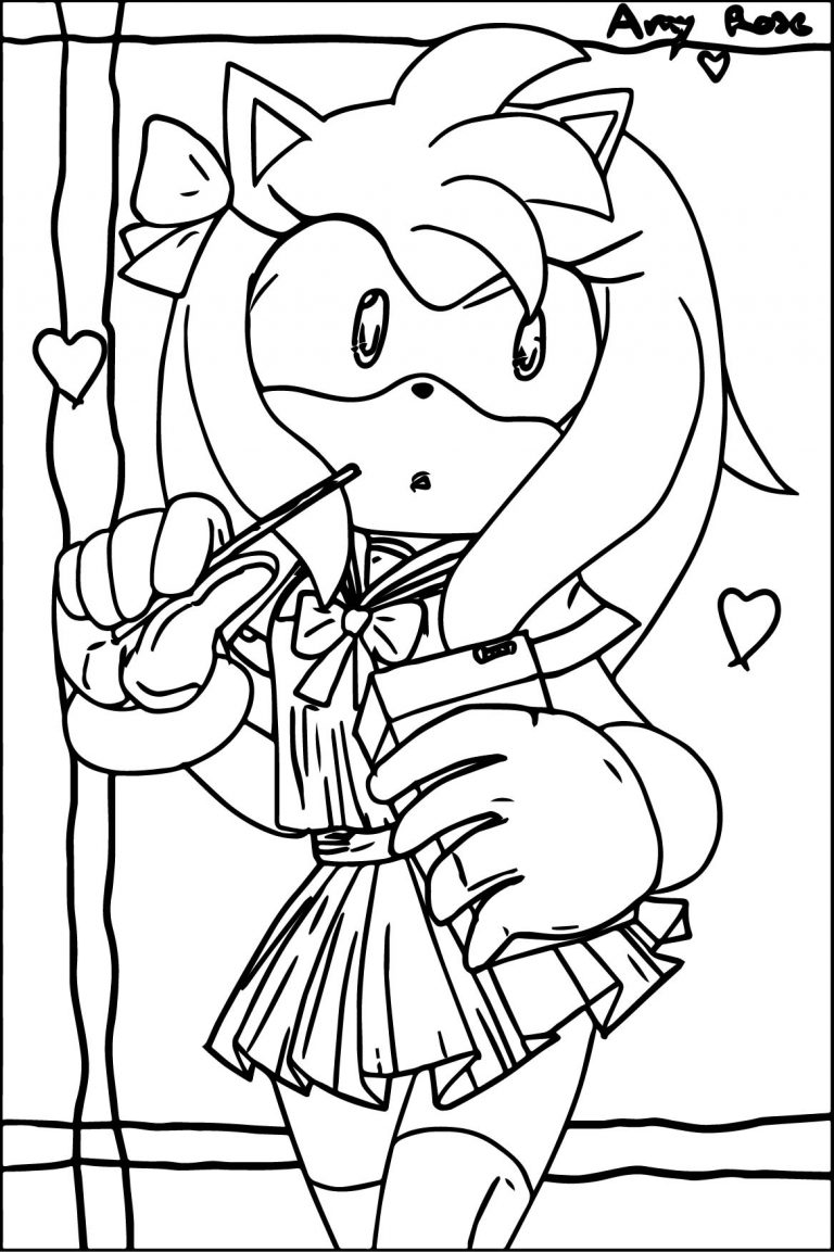 Amy Rose Student Coloring Page - Wecoloringpage.com