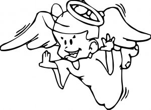 Angel Boy Flying Coloring Page